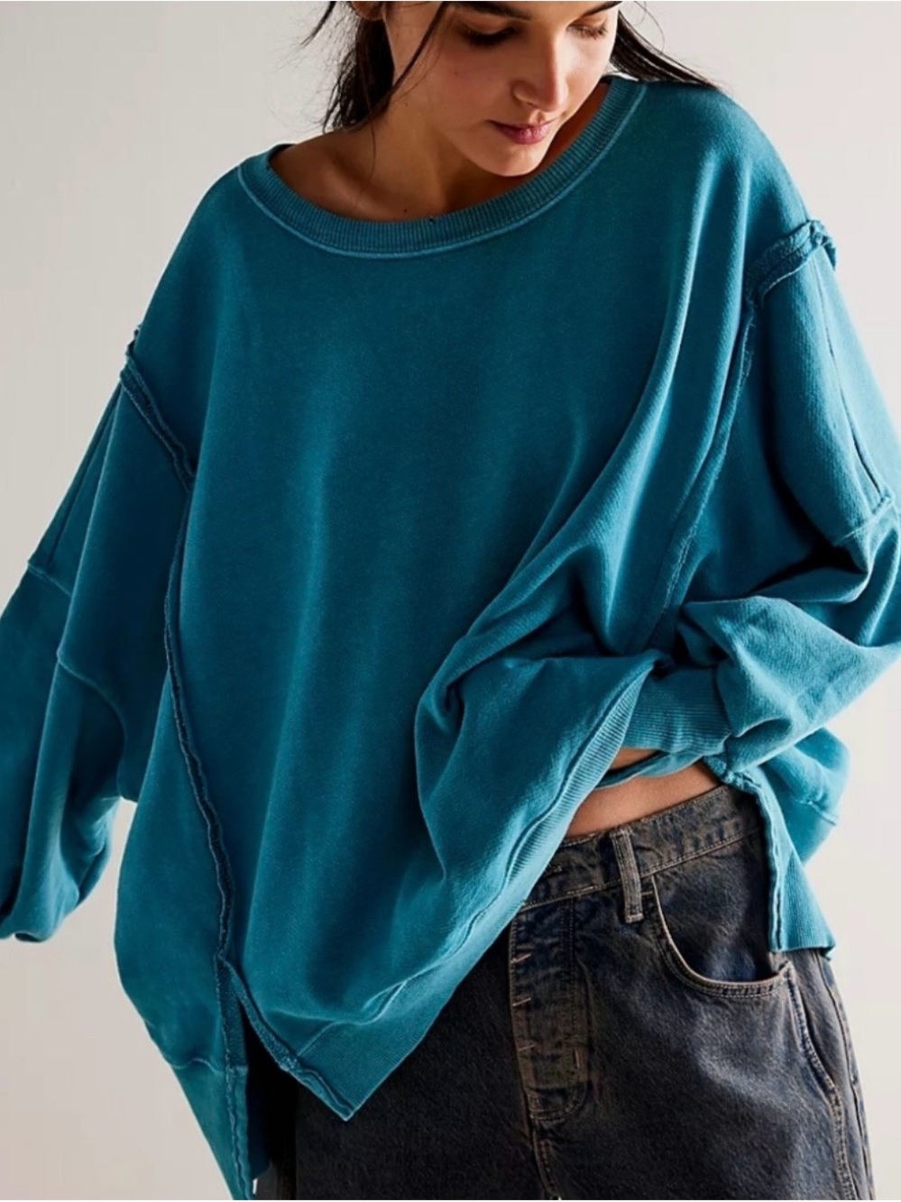 NWT Free People/ We The Free Camden Oversized Sweatshirt Sz S Shining Sea